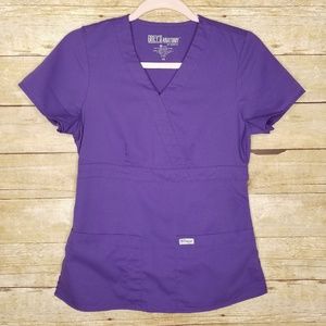 Greys Anatomy Scrub Top Womens XS Pocket Mock Wrap